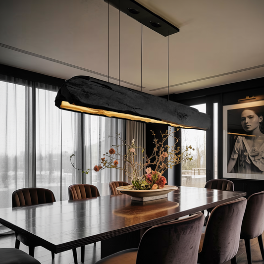 Rustic Log Beam Pendant Lighting For Kitchen Island